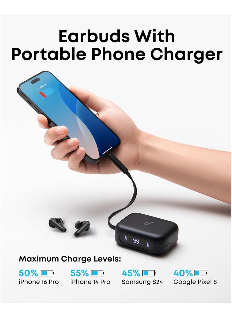 Soundcore P41i by Anker Adaptive Noise Cancelling Earbuds with Portable Phone Charger (Built-in USB-C Cable), 192-h Playtime, Immersive Sound, 6-Mic AI Calls, IPX5 Wireless Earbuds, Bluetooth 5.3 Black  - Image 3
