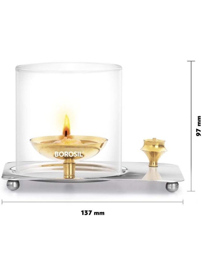 BOROSIL Glass Aarti Diya (Golden) - Image 3