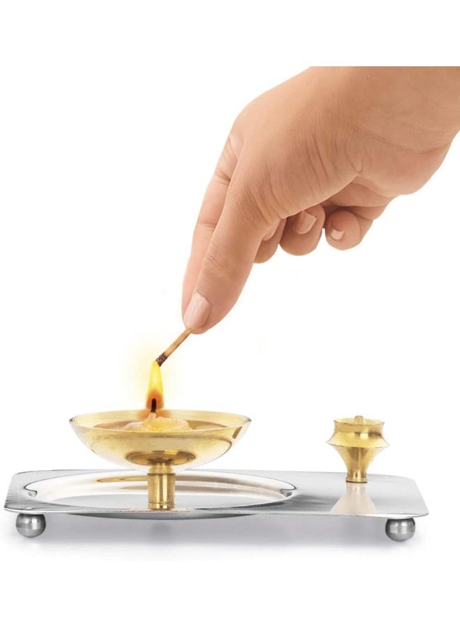 BOROSIL Glass Aarti Diya (Golden) - Image 5