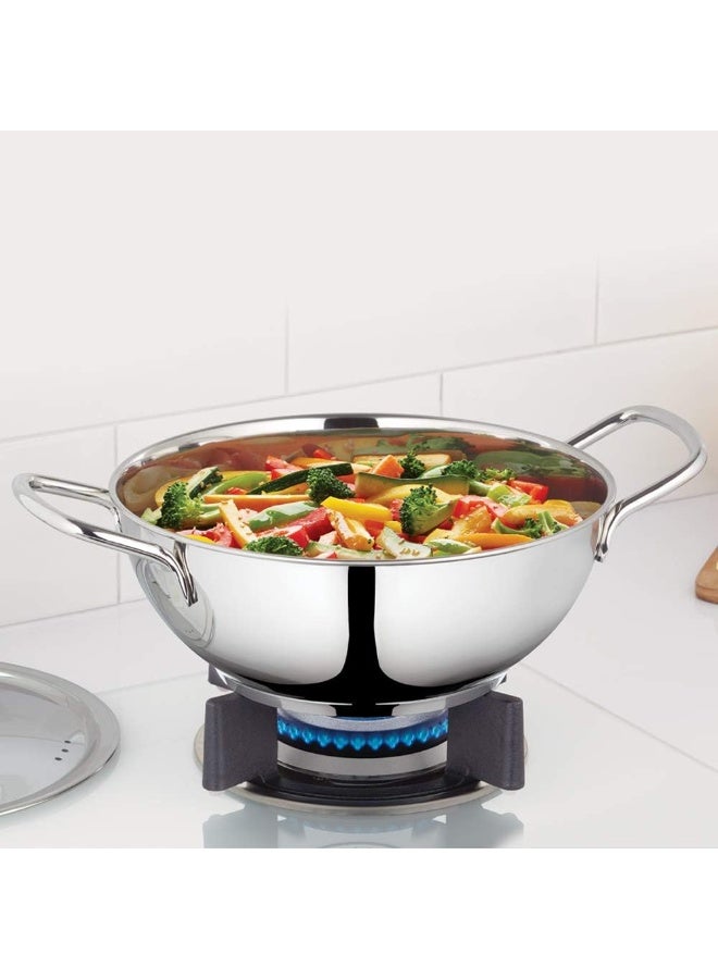 BOROSIL Stainless Steel Deep Kadhai With Lid, Impact Bonded Tri-Ply Bottom, 2.8 L, Silver 2.8 Liters - Image 2