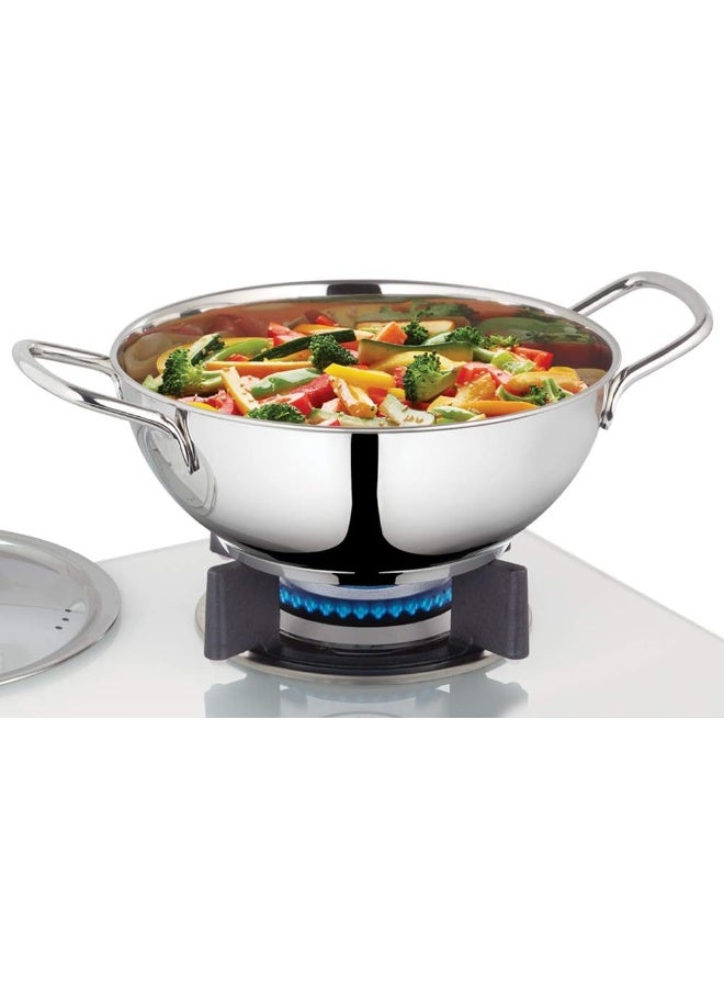 BOROSIL Stainless Steel Deep Kadhai With Lid, Impact Bonded Tri-Ply Bottom, 2.8 L, Silver 2.8 Liters - Image 4