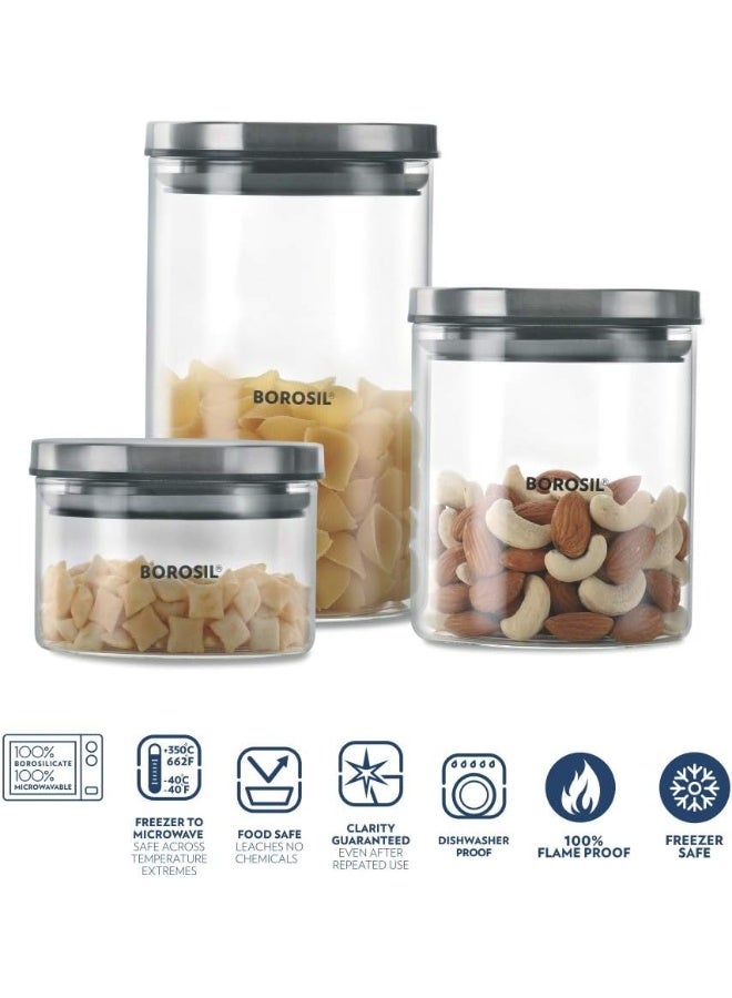 BOROSIL Airtight Glass Jars - Premium Glass 3 Piece Set - Image 3