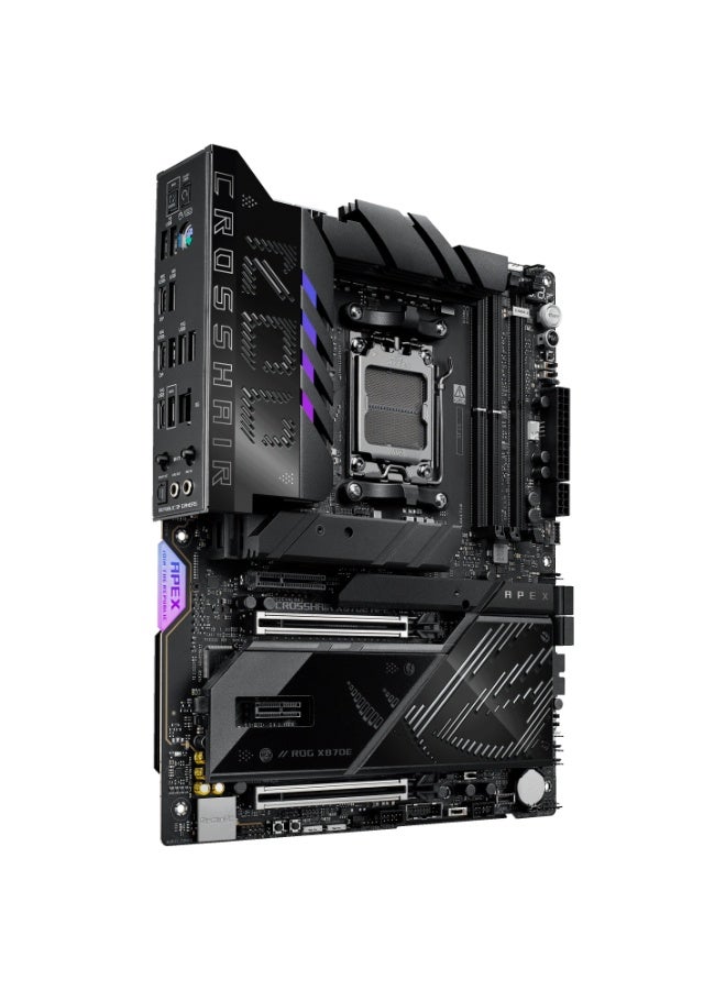 أسوس ROG Crosshair X870E Apex ATX Gaming Motherboard, AM5, X870E Chipset, DDR5 (2-DIMM, Up to 128GB, OC 10200MT/s+), Ryzen 7000/8000/9000, PCIe 5.0 x16, 5x M.2 (3x Gen5), Wi-Fi 7, 5Gb LAN, USB4, USB-C 60W PD, SupremeFX Audio, Extreme OC Tools, AI Cooling, BIOS Flashback | 90MB1KR0-M0EAY0  - Image 4