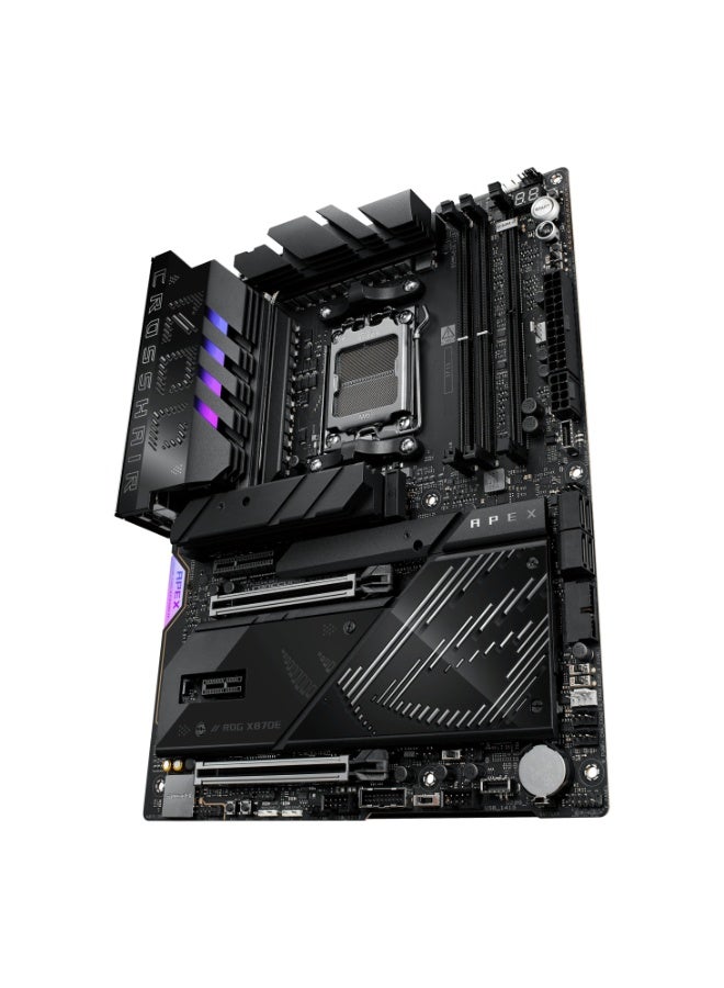 ROG Crosshair X870E Apex ATX Gaming Motherboard, AM5, X870E Chipset, DDR5 (2-DIMM, Up to 128GB, OC 10200MT/s+), Ryzen 7000/8000/9000, PCIe 5.0 x16, 5x M.2 (3x Gen5), Wi-Fi 7, 5Gb LAN, USB4, USB-C 60W PD, SupremeFX Audio, Extreme OC Tools, AI Cooling, BIOS Flashback | 90MB1KR0-M0EAY0