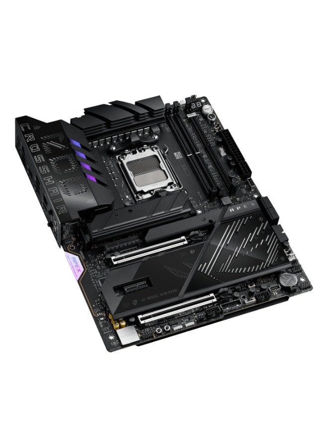 ROG Crosshair X870E Apex ATX Gaming Motherboard, AM5, X870E Chipset, DDR5 (2-DIMM, Up to 128GB, OC 10200MT/s+), Ryzen 7000/8000/9000, PCIe 5.0 x16, 5x M.2 (3x Gen5), Wi-Fi 7, 5Gb LAN, USB4, USB-C 60W PD, SupremeFX Audio, Extreme OC Tools, AI Cooling, BIOS Flashback | 90MB1KR0-M0EAY0
