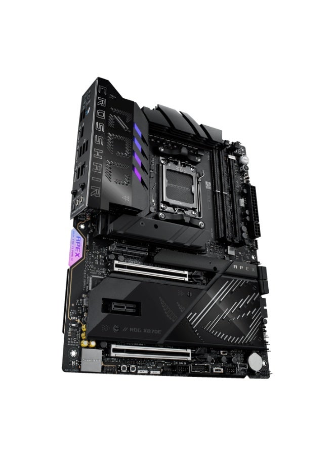 ROG Crosshair X870E Apex ATX Gaming Motherboard, AM5, X870E Chipset, DDR5 (2-DIMM, Up to 128GB, OC 10200MT/s+), Ryzen 7000/8000/9000, PCIe 5.0 x16, 5x M.2 (3x Gen5), Wi-Fi 7, 5Gb LAN, USB4, USB-C 60W PD, SupremeFX Audio, Extreme OC Tools, AI Cooling, BIOS Flashback | 90MB1KR0-M0EAY0