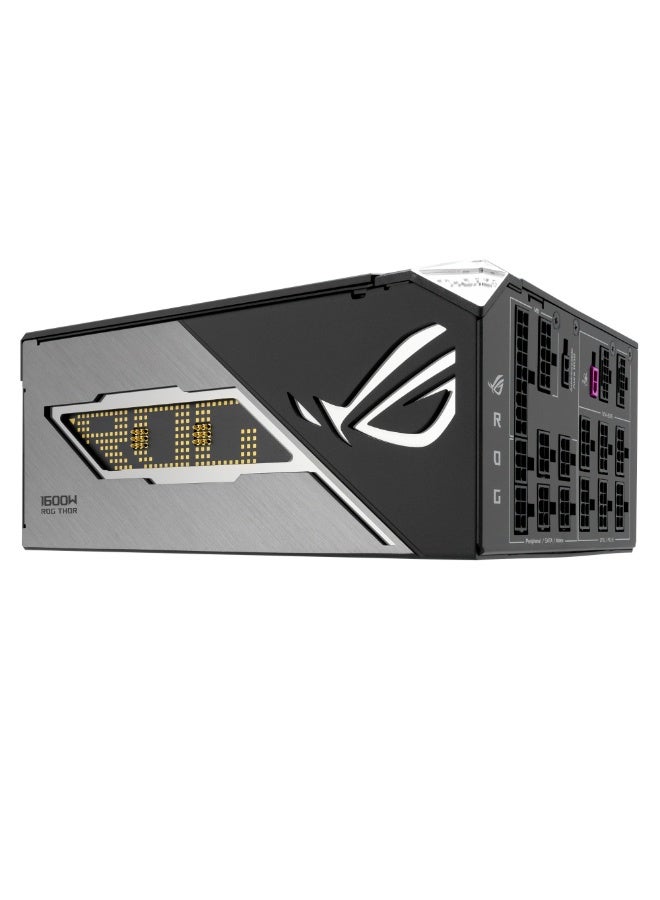 ASUS ROG Thor 1600W Titanium III Power Supply, ATX 3.1, 80 Plus Titanium Certified, Fully Modular, PCIe 5.1 Ready, Dual 16-Pin Cables, GaN MOSFETs, OLED Power Display, Zero dB Cooling, RGB Aura Sync, Black | 90YE00V1-B0NA00  - Image 5