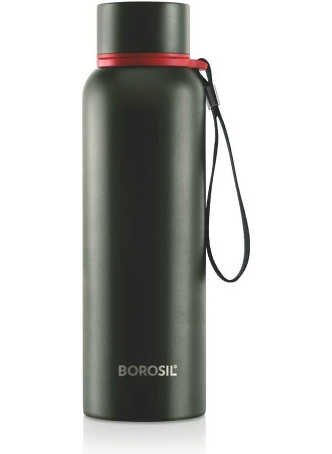 BOROSIL Vacuum Insulated Copper Coated Inner Trek Water Bottle Green  - Image 1