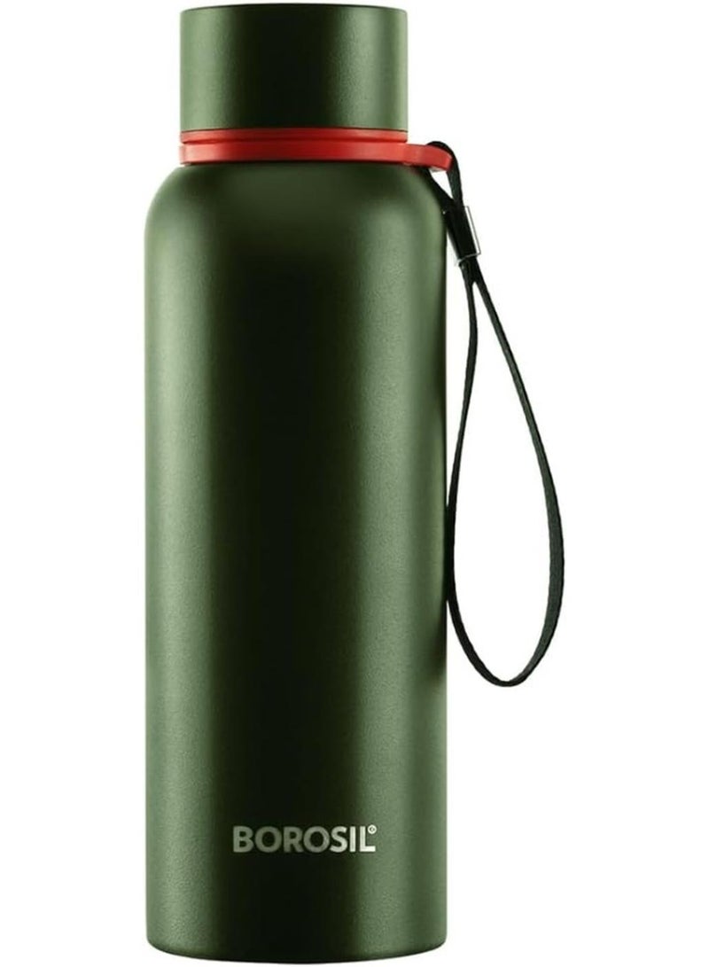 BOROSIL VACUUM INSULATED COPPER COATED INNER TREK Water Bottle Green - Image 1