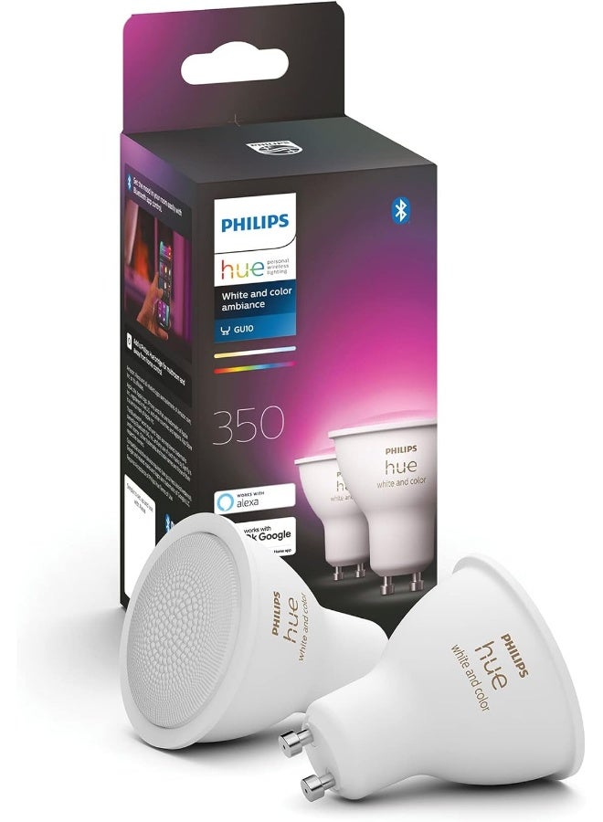 Philips Philips Hue White And Colour Ambiance Smart Light 2 Pack [Gu10 Spot] With Bluetooth white  - Image 5