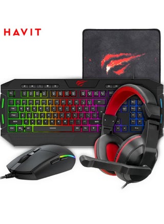 4-in-1 Gaming Combo Set: RGB Backlit Mouse, LED Backlit 114-Key Multimedia Keyboard, 3.5mm Stereo Headset with Mic, Fine-Mesh Mouse Pad – USB Wired, 6-Button Mouse with 800-2400 DPI, Anti-Ghosting Keys, 40mm Drivers, Compatible with Windows, Mac, Linux Desktops and Laptops, Ideal for Gaming, Work, Music, and More - pnsku/N70189922V/45/_/1751629931/3e32dc2d-4717-47c5-bd53-324bd5ef92f5
