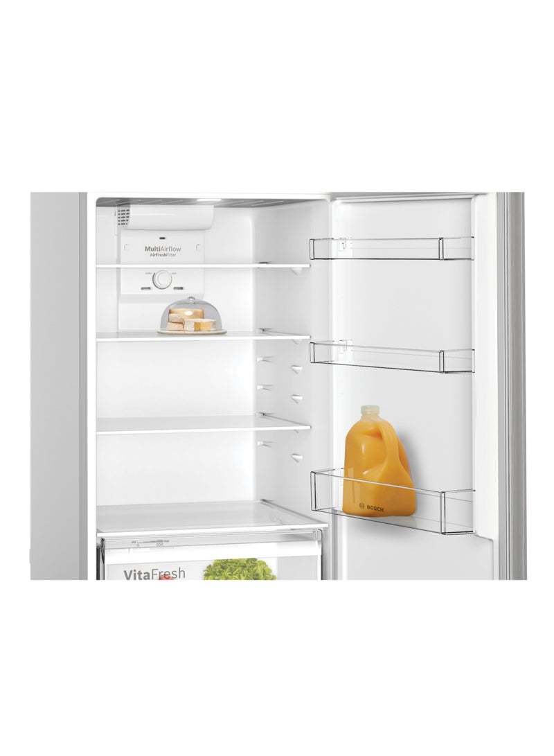 BOSCH 485L Gross 453L Net Capacity, Top Freezer Refrigerator, NoFrost, VitaFresh, SuperFreezing – KDN55NLE0M Stainless Steel 485 L 120 W KDN55NLE0M silver - Image 4