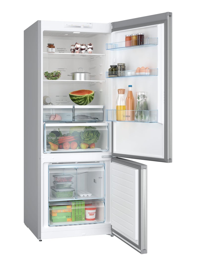 BOSCH 480 L Net Capacity, Bottom‑Freezer Refrigerator, NoFrost & VitaFresh, EasyAccess Shelf – KGN55VLE0M Stainless Steel Look 300 W KGN55VLE0M silver  - Image 2