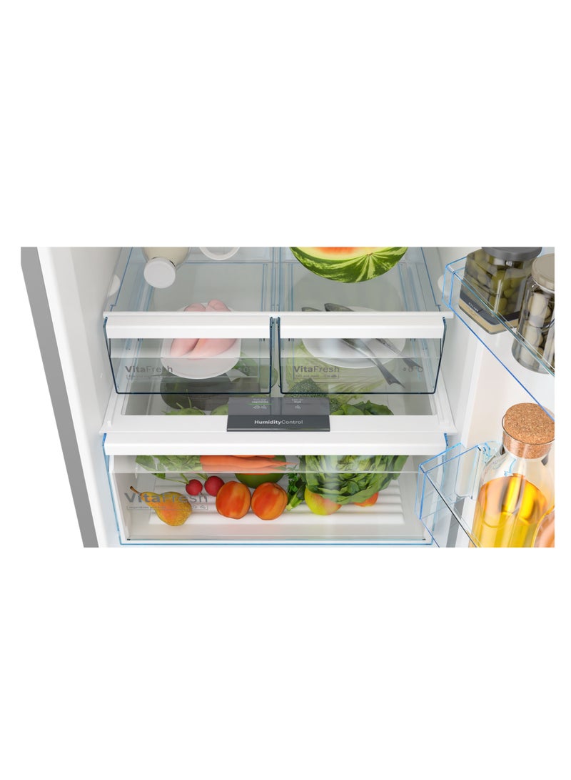 BOSCH 480 L Net Capacity, Bottom‑Freezer Refrigerator, NoFrost & VitaFresh, EasyAccess Shelf – KGN55VLE0M Stainless Steel Look 300 W KGN55VLE0M silver  - Image 4