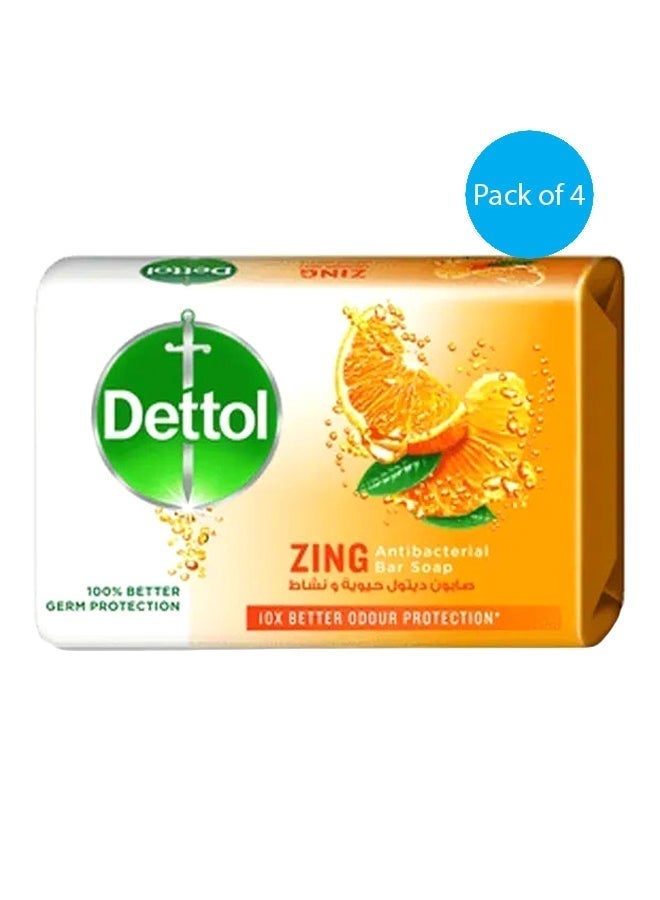 ديتول Zing Anti-Bacterial Soap Bar, Pack Of 4, 4X120g