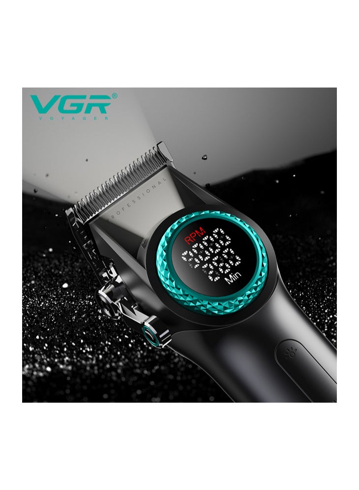VGR V-001 Professional Men's Hair Clipper, Cordless Hair Trimmer, Carbon Steel Head, 9000 RPM, Green LED Display - Image 5