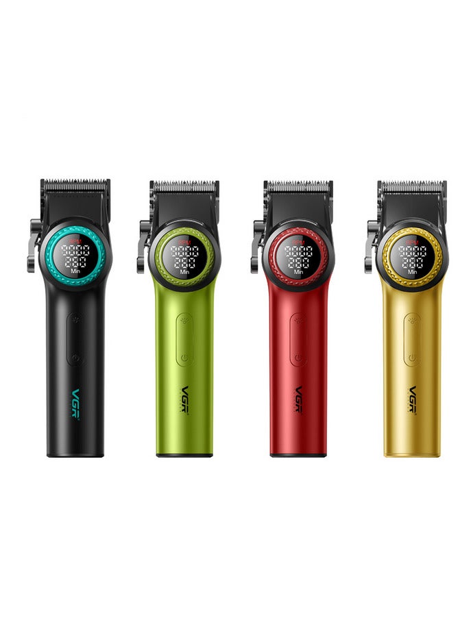 VGR V-001 Professional Men's Hair Clipper, Cordless Hair Trimmer, Carbon Steel Head, 9000 RPM, Green LED Display - Image 2