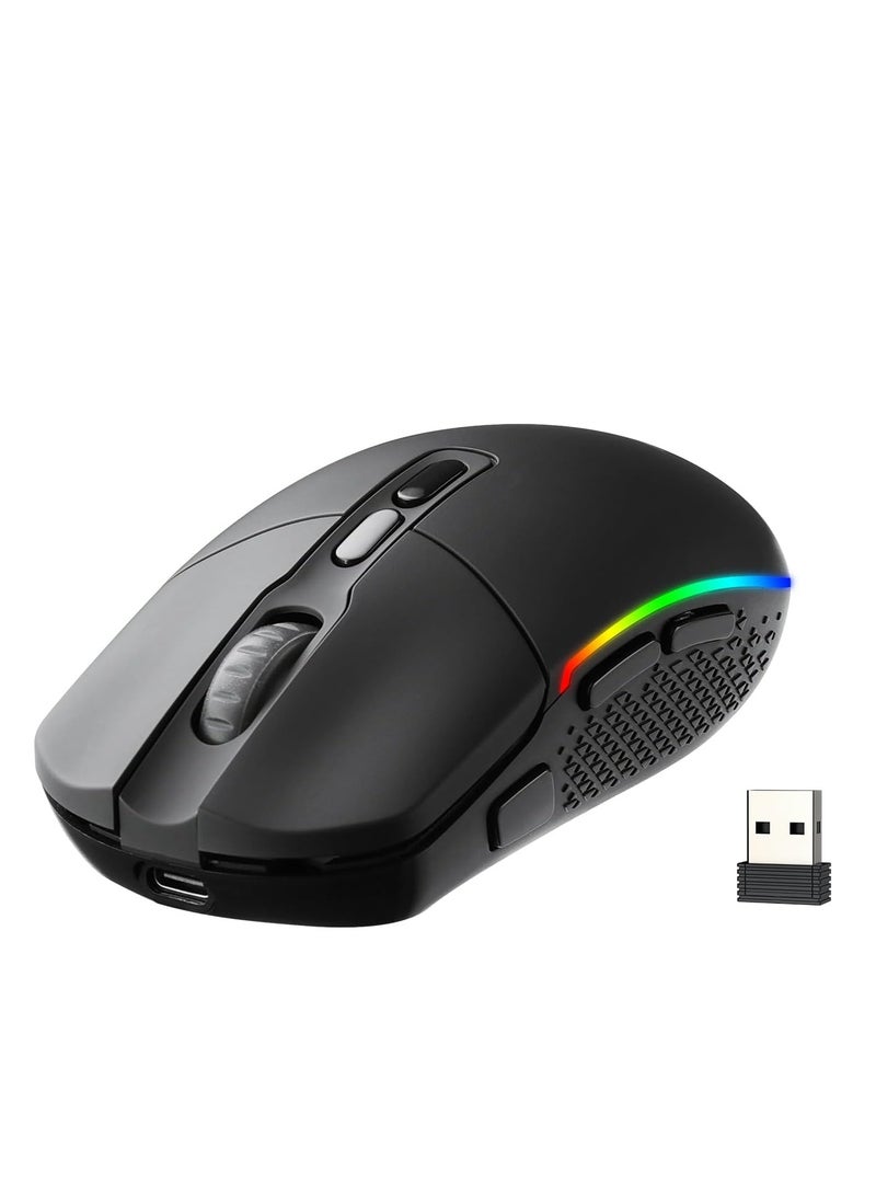 REDRAGON M719 Pro Wireless Optical Gaming Mouse, 8 Programmable Buttons, RGB Backlit, 10,000 DPI, Ergonomic PC Computer Gaming Mice with Fire Button - Image 2