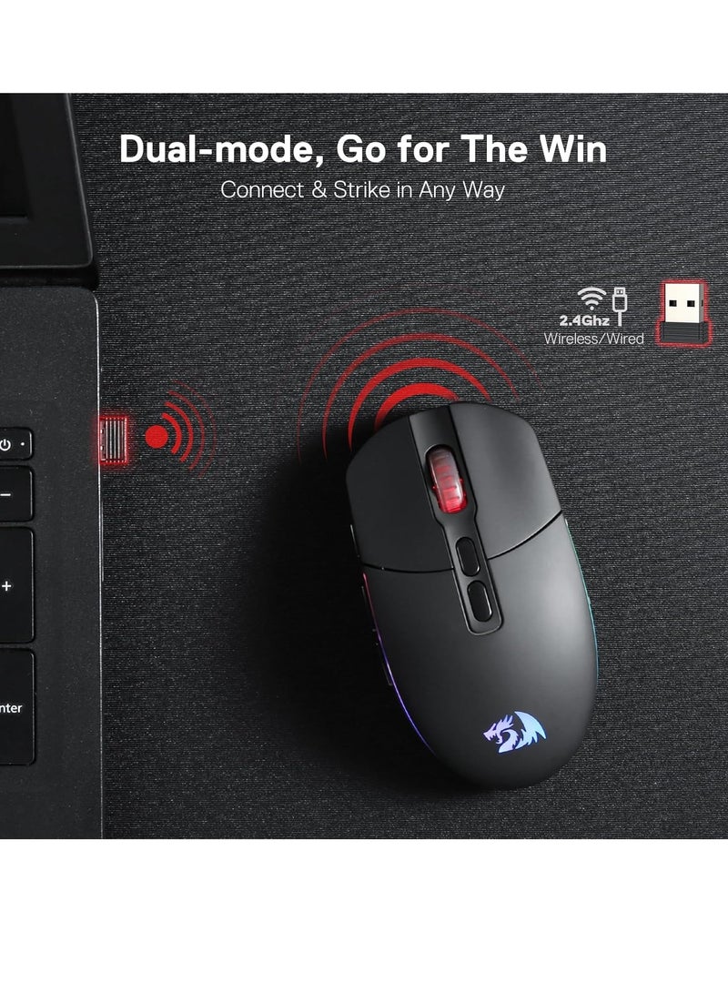 REDRAGON M719 Pro Wireless Optical Gaming Mouse, 8 Programmable Buttons, RGB Backlit, 10,000 DPI, Ergonomic PC Computer Gaming Mice with Fire Button - Image 5