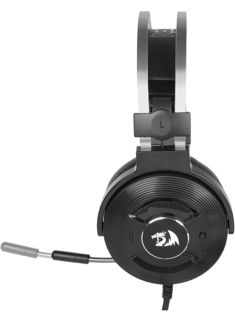 Professional gaming headset H991 , with 7.1 surround sound and ANC active noise cancellation technology , High precision flexible microphone and comfortable design ideal for long sessions , Compatible with PC and PS4 , Amazing audio performance and 2M USB cable - Black