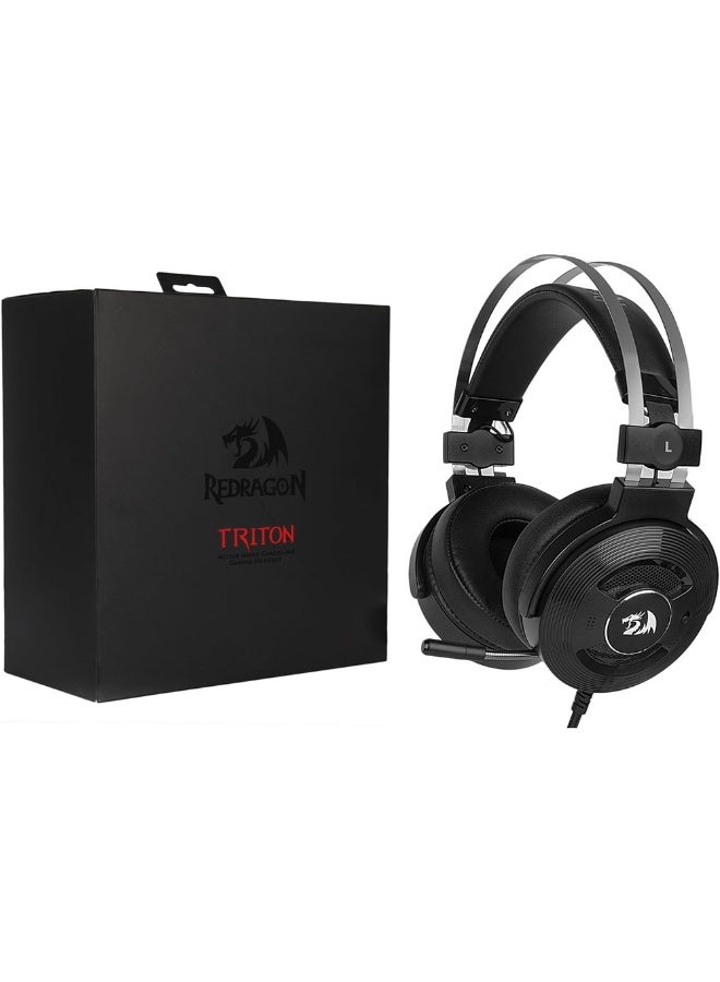 Professional gaming headset H991 , with 7.1 surround sound and ANC active noise cancellation technology , High precision flexible microphone and comfortable design ideal for long sessions , Compatible with PC and PS4 , Amazing audio performance and 2M USB cable - Black