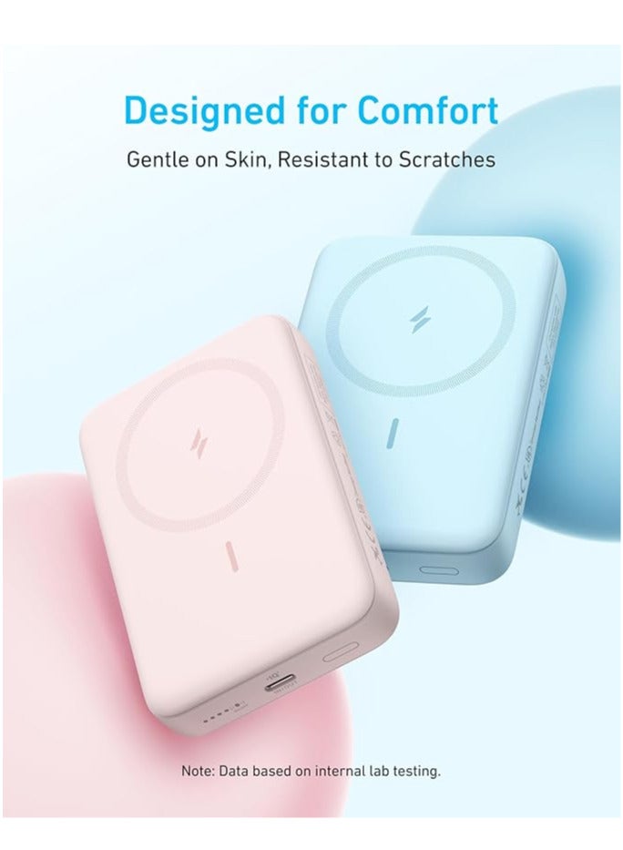 Anker 10000 mAh Zolo Magnetic Power Bank, Compact Wireless Portable Charger with 30W Max Fast Charging, Skin-Friendly and Durable Battery Pack, for iPhone 16/15/14 Series - Pink  - Image 3