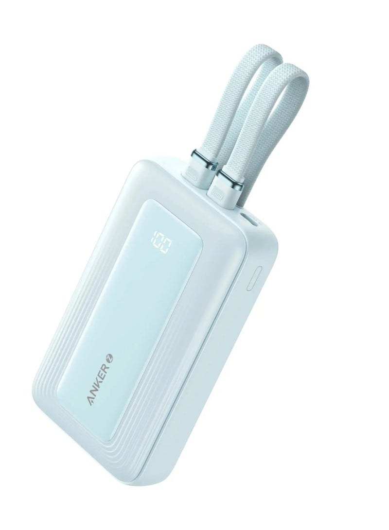 Anker 10000 mAh Zolo Power Bank, 10,000mAh 30W Max Fast Portable Charger with Built-in USB-C and MFi Certified Lightning Cables, 1 USB-C, 1 USB-A, Battery Pack for iPhone 16/15/14 Series, Galaxy, and more - Blue  - Image 1