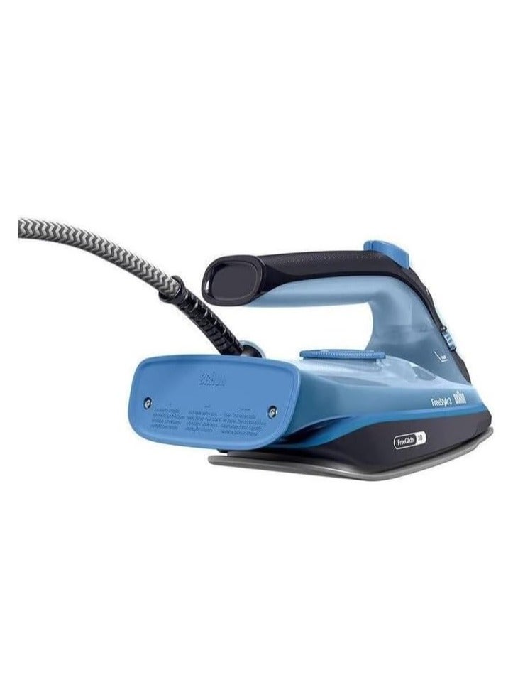 BRAUN Household Free Style 3 Steam Iron With Precision Tip And Free Glide 3D Technology, 200 g/min, Super Ceramic Plate, Auto Shut-Off Tank 270 ml 2400 W FI3194BK black / Blue  - Image 2