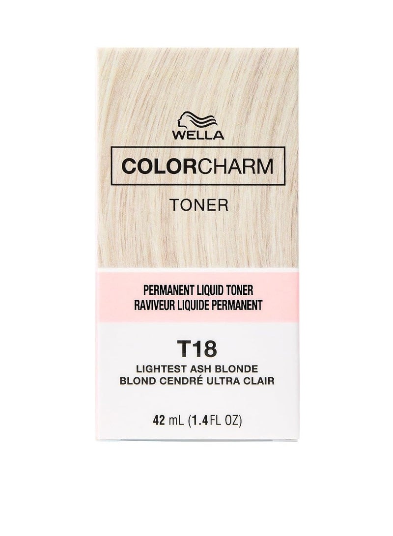 WELLA Colorcharm Permanent Liquid Toners, Neutralize Brass, Free Of Parabens, Vegan Formula - T18 Lightest Ash Blonde 1.4 fl ozFluid Ounce - Image 3