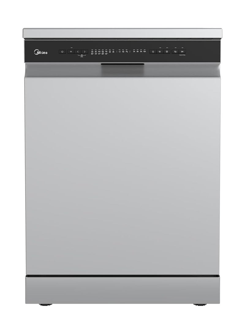Midea Freestanding Dishwasher 14 Place Settings, 8 Programs, Fully Automatic With Anti-bacterial Filter, Auto Open Drying Technology, Extra Hygiene & Eco Program, 3 Drawers WQP14-W5233C(S)-GCC Silver - Image 1