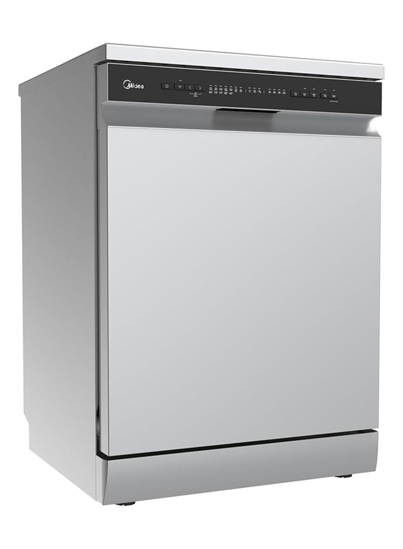 Midea Freestanding Dishwasher 14 Place Settings, 8 Programs, Fully Automatic With Anti-bacterial Filter, Auto Open Drying Technology, Extra Hygiene & Eco Program, 3 Drawers WQP14-W5233C(S)-GCC Silver - Image 3