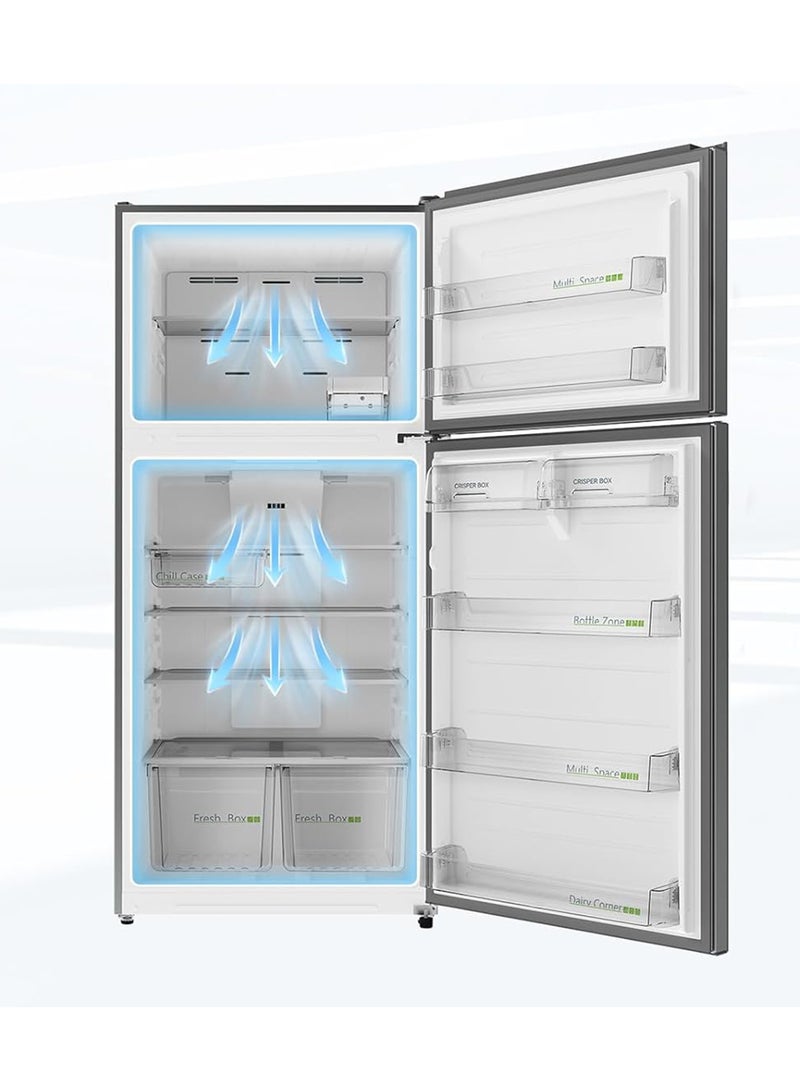 Midea 866L Gross & 651L Net Double Door Refrigerator, Multi-Air Flow Technology, Equipped With Smart Sensor, Electronic Control, Inverter Quattro, Active-C Fresh, Smart Cooling MDRT866FGE46AE Silver - Image 1