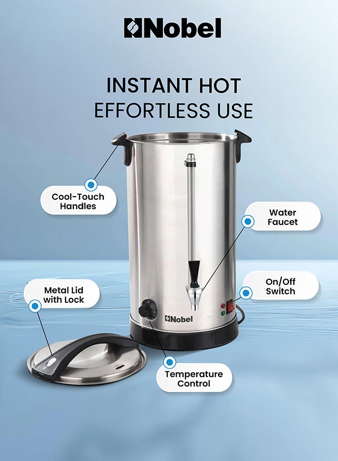 نوبل Nobel Water Boiler 1500W 16L Double Wall Stainless Steel, Safety Lock Lid, Non-Drip Brass Faucet, Keep Warm Function, NWB1600 NWB1600 Stainless Steel - Image 3