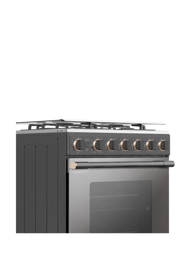 Toshiba Gas Cooking Range 60cm, 4 Gas Burners, Full Safety RLA1-60MG4GE(GMR)-SA Grey/Black - Image 2