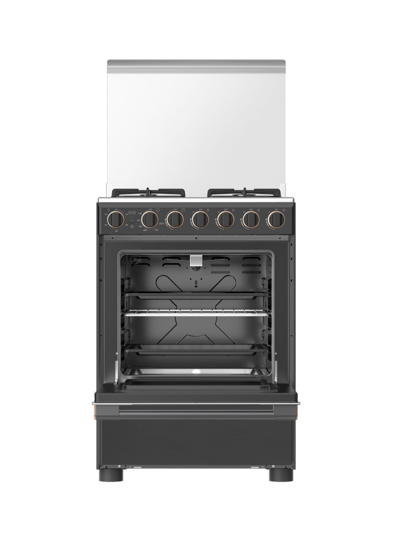 Toshiba Gas Cooking Range 60cm, 4 Gas Burners, Full Safety RLA1-60MG4GE(GMR)-SA Grey/Black - Image 3