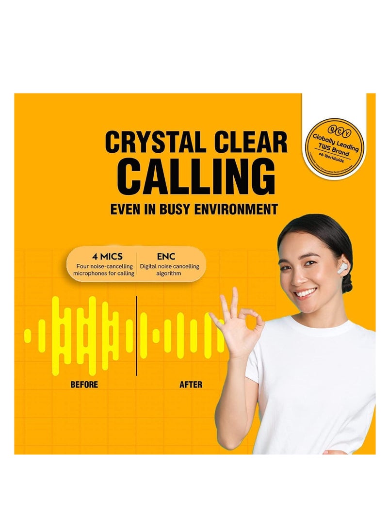 كيو سي واي سماعات أذن لاسلكية T13 – صوت Hi-Fi، إلغاء الضوضاء ENC، 40 ساعة من وقت التشغيل، بلوتوث 5.1، مقاومة للماء IPX5، شحن سريع، تحكم باللمس - Image 5