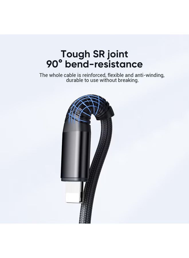 جوي روم كابل شحن سريع 3 في 1 بطول 1.2م - نايلون مضفر USB إلى لايتنينغ، Type-C و Micro USB | كابل شحن متعدد الاستخدامات مع شريحة IC آمنة، سرعة عالية، بناء متين - شحن آمن - Image 3