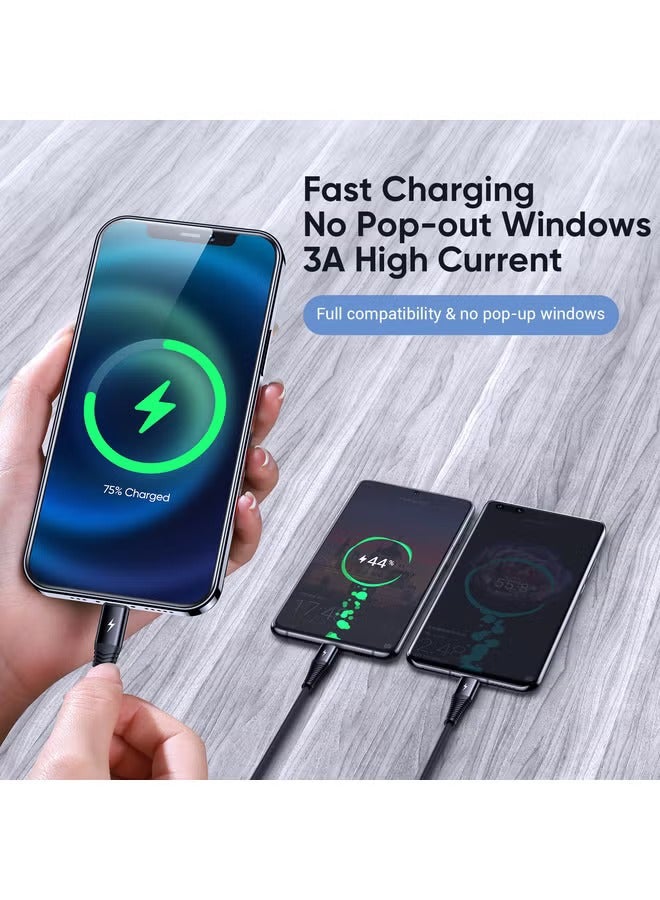 جوي روم كابل شحن سريع 3 في 1 بطول 1.2م - نايلون مضفر USB إلى لايتنينغ، Type-C و Micro USB | كابل شحن متعدد الاستخدامات مع شريحة IC آمنة، سرعة عالية، بناء متين - شحن آمن - Image 4