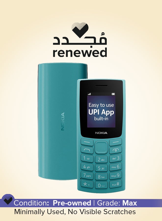 NOKIA Renewed - 105 Single SIM Keypad Phone Cyan - International Version - Image 1