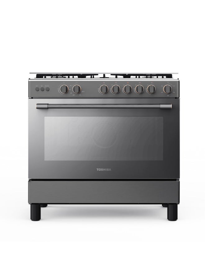 Toshiba Gas Oven, 90cm, 5 Burners RLA1-90MG5GE Silver - Image 1