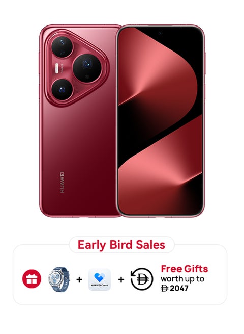 Pura 80 Pro Dual SIM Glazed Red 12GB RAM 512GB + Huawei Watch GT5 + 15 months Huawei Care+ - Middle East Version