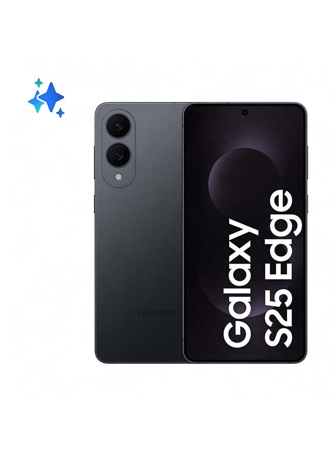 سامسونج هاتف جالاكسي S25 إيدج AI ثنائي الشريحة 5G تيتانيوم أسود Jetblack 12GB RAM 512GB - النسخة الدولية - Image 1
