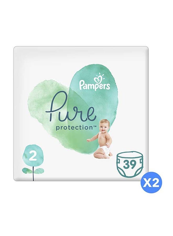 بامبرز حفاضات حماية نقية، الحجم 2، 4 - 8 كجم، 78 قطعة (39 × 2) - مختبرة جلدياً