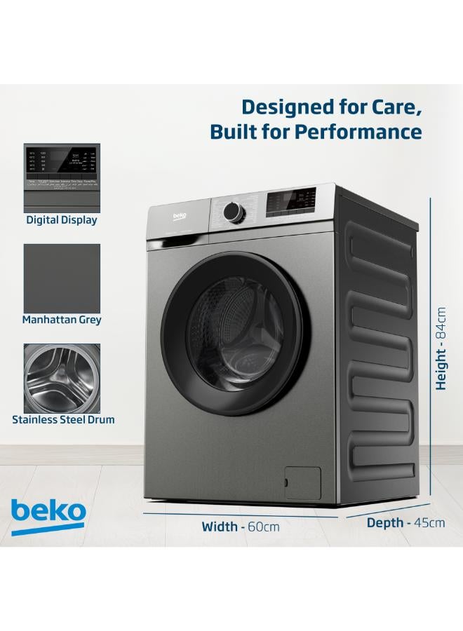 بيكو غسالة ملابس أمامية 6 كجم، 1000 دورة في الدقيقة، 15 برنامج، ضوضاء منخفضة، غسيل سريع 14 دقيقة، غسيل بالبخار، شاشة رقمية، وظيفة تنظيف الأسطوانة - - Image 4