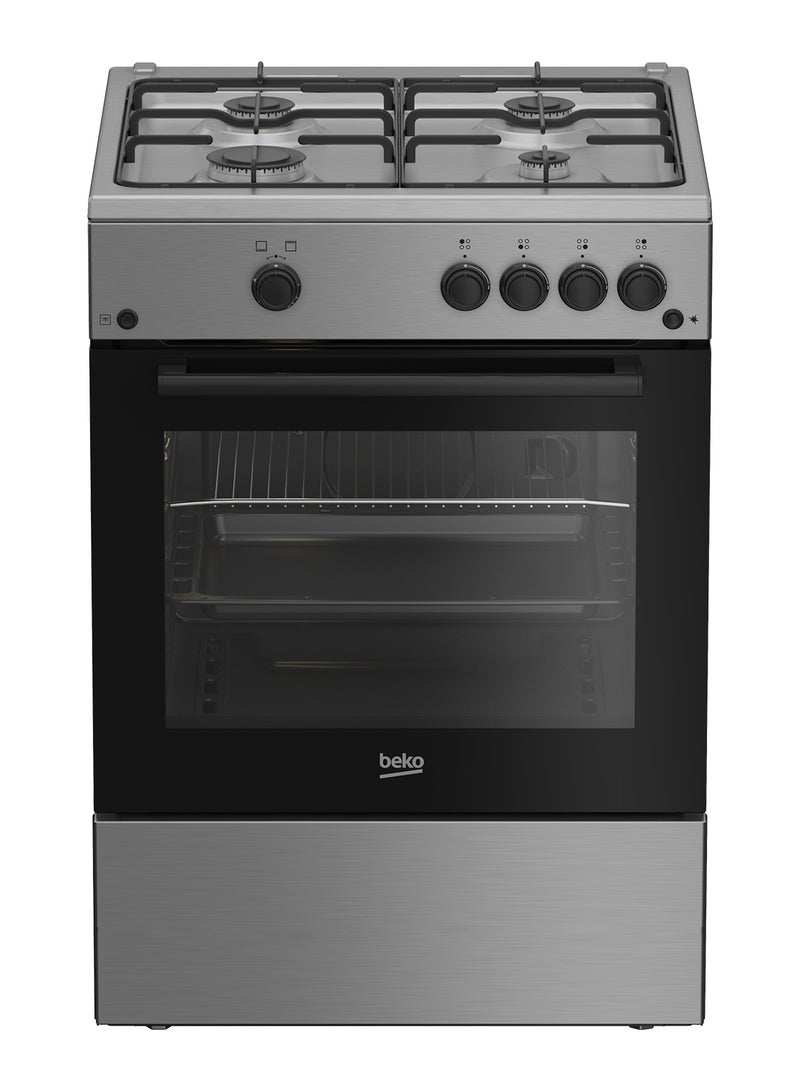 بيكو موقد غاز قائم بذاته 60x60 سم، أمان كامل، 4 شعلات غاز عالية الكفاءة، دعم صينية مينا، سعة فرن 64 لتر -