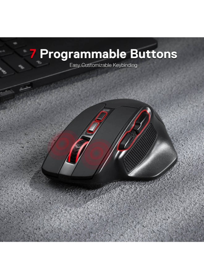 Redragon Bullseye M806 PRO Gaming Mouse, Up to 26000 Dpi, PAW3395 Sensor, 7 Programmable Buttons, 3-Mode Connection, 5 Decent Backlit Modes, Black | M806RGB-PRO - Image 5