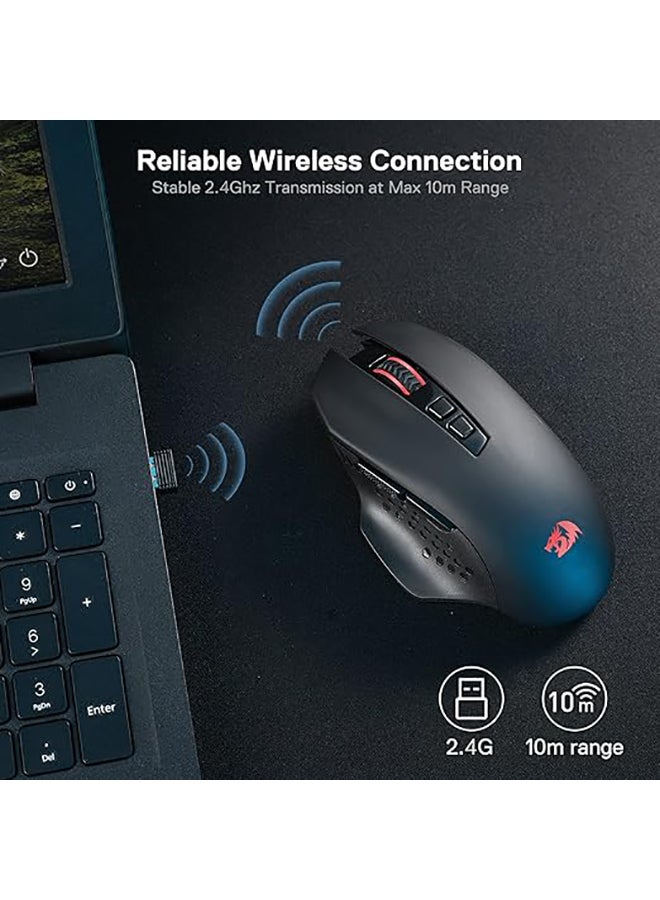 REDRAGON M656 Gainer Wireless Gaming Mouse, 4000 DPI 2.4Ghz Wireless Mouse w/ 5 DPI Levels, 7 Macro Buttons, Red LED Backlit & Pro Software/Drive Supported, for PC/Mac/Laptop - Image 4