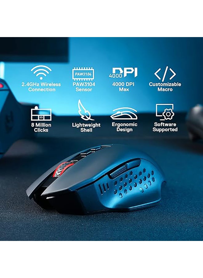 REDRAGON M656 Gainer Wireless Gaming Mouse, 4000 DPI 2.4Ghz Wireless Mouse w/ 5 DPI Levels, 7 Macro Buttons, Red LED Backlit & Pro Software/Drive Supported, for PC/Mac/Laptop - Image 3