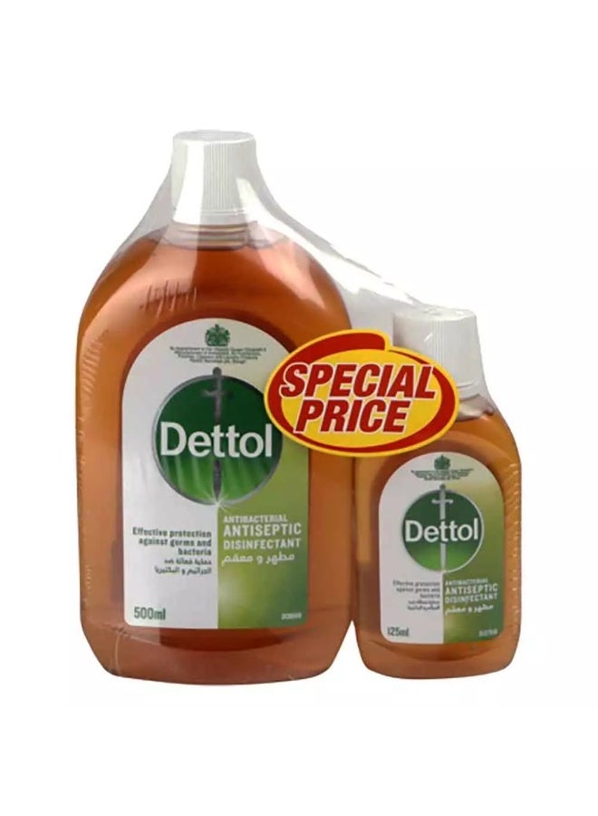 Dettol Antibacterial Surface Floor Cleaner Liquid, Dettol Antiseptic Liquid, 500ml + 125ml Orange