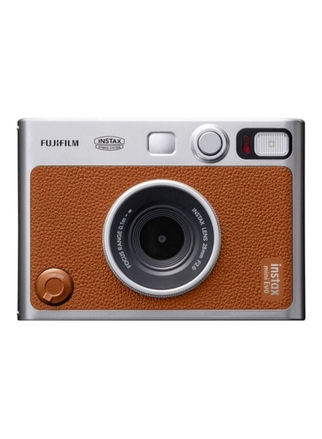 فوجي فيلم Instax Mini EVO Hybrid Instant Camera – Brown (USB-C) | Instant Print with Digital Preview, Creative Modes & Built-In Selfie Mirror With Pack Of 10 Films  - Image 2